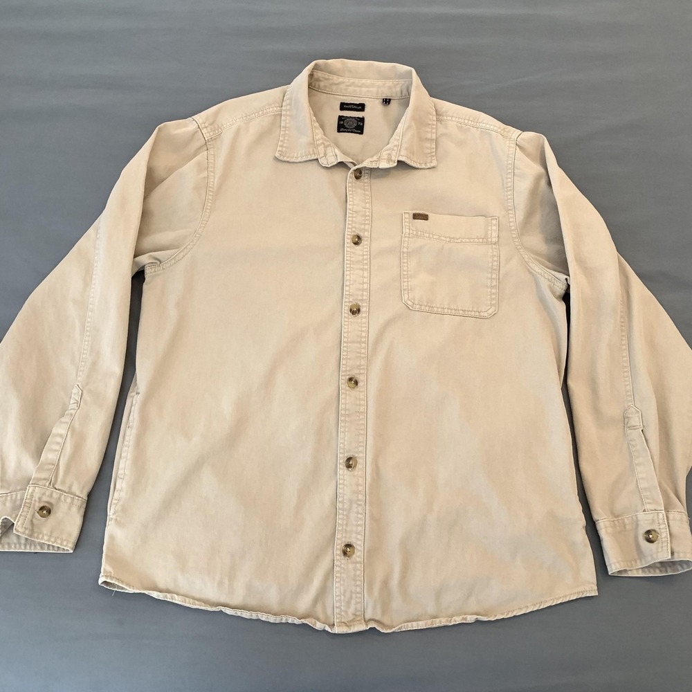 Buffalo David Bitton Shirt Mens XL Beige‎ Jake Button Front Long Sleeve Casual